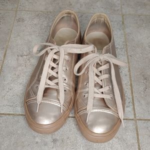 JustFab Rose Gold Faux Leather Morina Sneakers